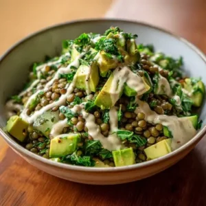 Buddha Bowl Express : Lentilles Vertes, Avocat Crémeux et Sauce Tahini Citronnée