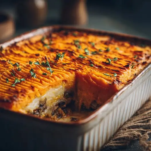 Parmentier de Patate Douce Fondant aux Champignons et Ricotta