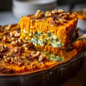 Parmentier D'Automne : Poireaux Fondants, Patate Douce et Fromage Bleu