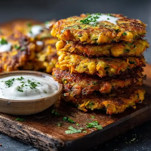 Galettes Végétales : Patate Douce, Pois Chiches Épicés et Sauce Yaourt-Citron