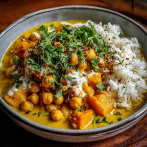 Curry Onctueux : Butternut, Pois Chiches, Coco et Épices Douces