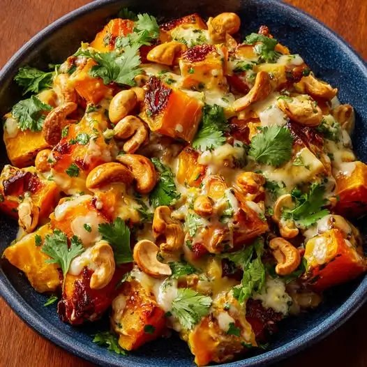 Courge Butternut au Four : Lait de Coco, Gingembre et Noix de Cajou Grillées