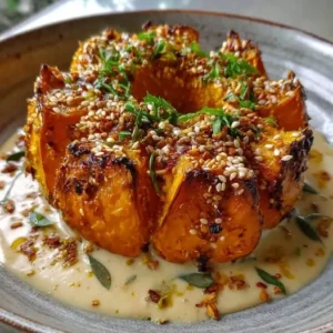 Potimarron Rôti : Sauce Crémeuse Coco-Citronnelle et Sésame Grillé