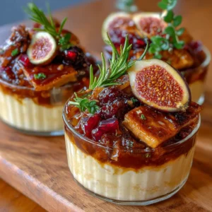 Verrines foie gras et chutney de figues