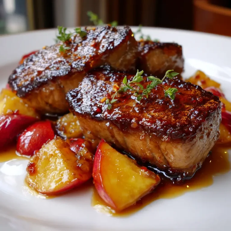Foie gras poêlé aux pommes caramélisées