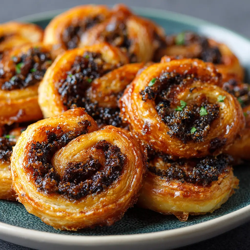 Palmiers salés à la tapenade noire