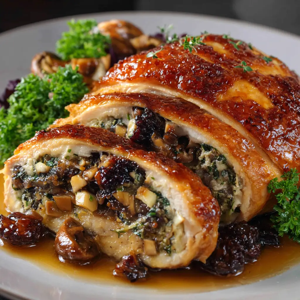 Chapon farci au foie gras et morilles