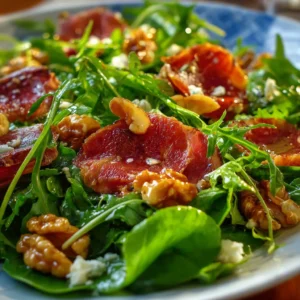 Salade de mâche, magret fumé et noix