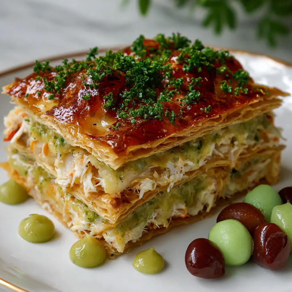 Millefeuille de crabe et pomme verte