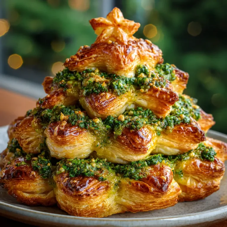 Sapin de Noël feuilleté au Pesto