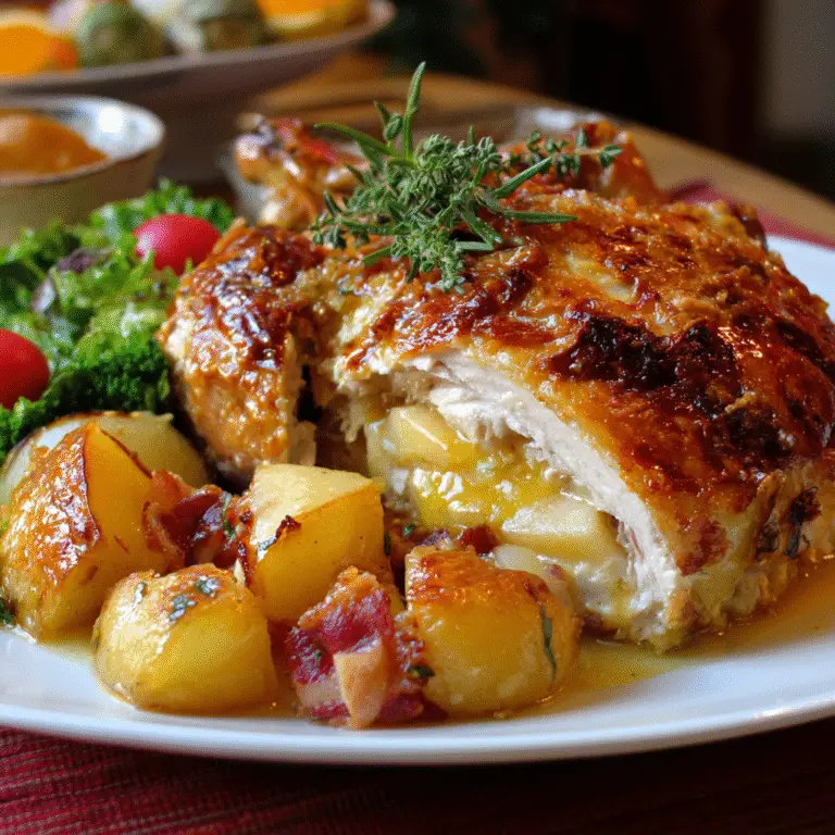 Dinde Rôtie Farcie aux Pommes et Boudin Blanc