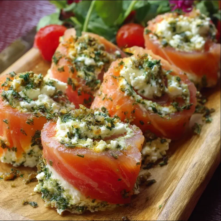 Roulés de saumon fumé au fromage ail et fines herbes