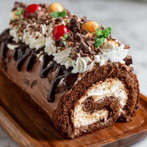 Bûche roulée au chocolat et mascarpone