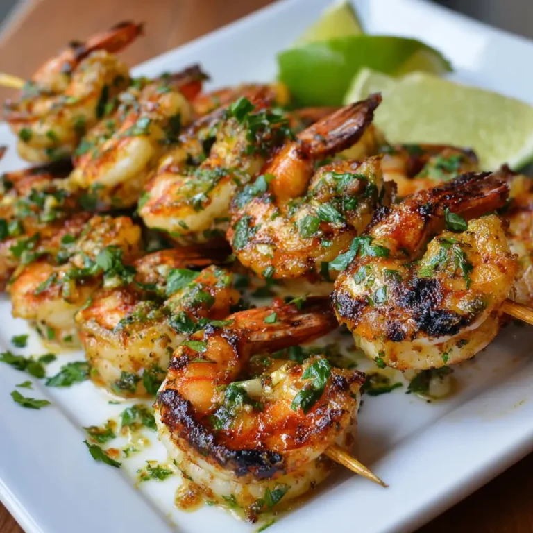 Brochettes de crevettes marinées au citron vert