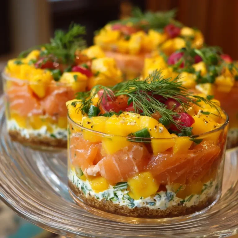 Verrines saumon, mangue et aneth