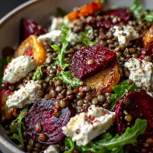 Bowl Hivernal : Lentilles Nourrissantes, Betterave Rôtie et Crème de Feta