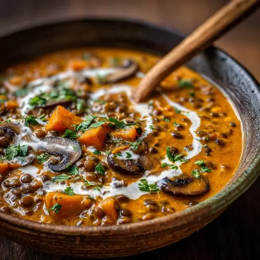 Ragoût Forestier : Lentilles, Potiron Fondant et Crème de Champignons