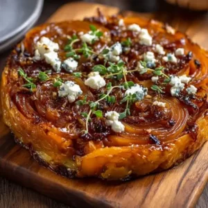 Tarte Tatin Inversée : Patate Douce, Oignons Confits et Feta Salée