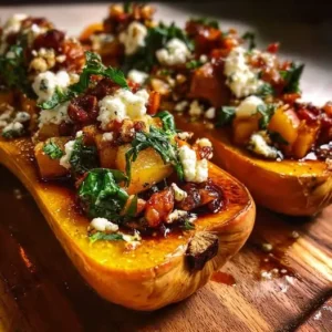 Butternut Rôtie Farcie : Pommes Caramélisées, Chèvre Fondu et Cannelle