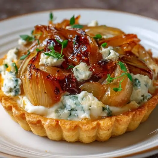 Tartelette Feuilletée : Endives Braisées, Poires et Crème de Roquefort