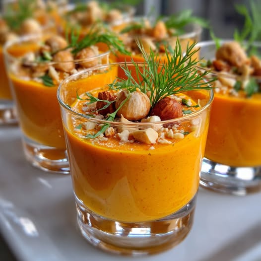 Verrines de Mousse de Carottes au Cumin et Éclats de Noisettes