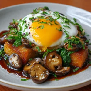 Œuf mollet frit aux champignons