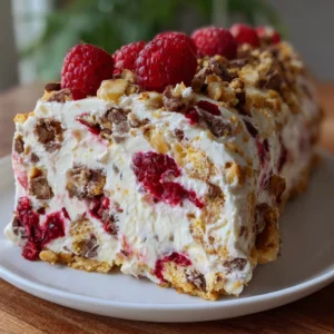 Bûche glacée nougat et framboise