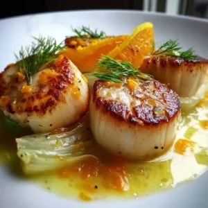 Saint-Jacques Poêlées sur Fondue de Fenouil à l'Orange