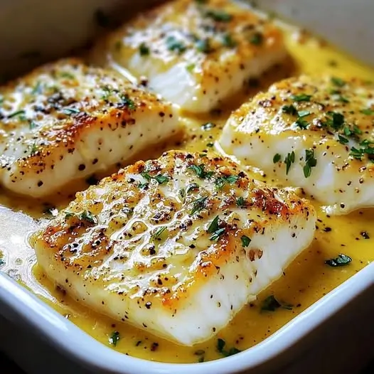 Cabillaud Rôti et Crème Citronnée à la Moutarde à l'Ancienne