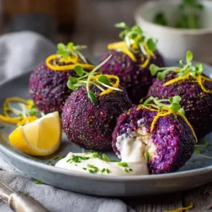 Boulettes Pourpres : Chou Rouge, Lentilles et Nuage Citronné