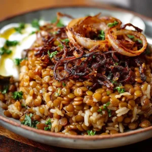 Mujadara Traditionnel aux Oignons Frits