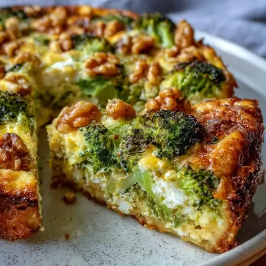 Quiche Sans Pâte au Brocoli, Brebis et Noix