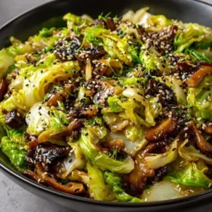 Wok de Chou Chinois, Champignons et Sésame