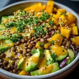 Salade d’Hiver Gourmande : Lentilles, Mangue & Coco-Curry
