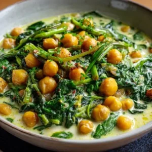 Curry Vert, Pois Chiches et Épinards Frais