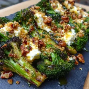 Brocoli Grillé : Cœur Fondant, Feta & Éclats de Noisettes