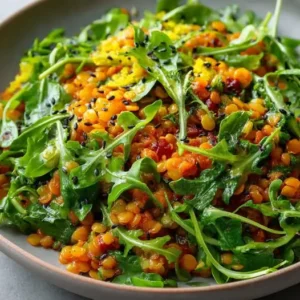 Salade de Lentilles Corail, Poivre de Roquette & Éclats de Matcha