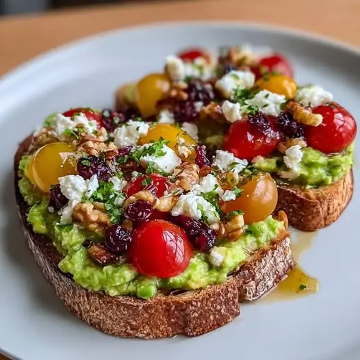 Tartines Avocat Crémeux, Feta Salée & Éclats de Fruits Secs