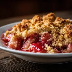Crumble Fondant Rhubarbe-Fraise & Sablage Amandé