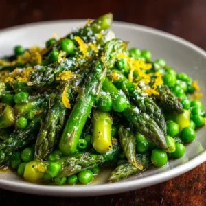 Poêlée de Petits Pois & Asperges au Beurre de Citron