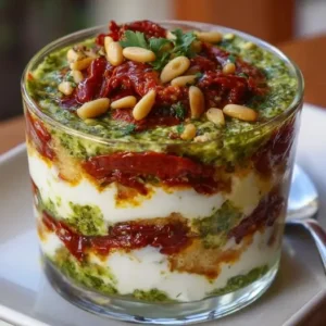 Tiramisu Salé à la Ricotta, Pesto de Gênes et Tomates Confites