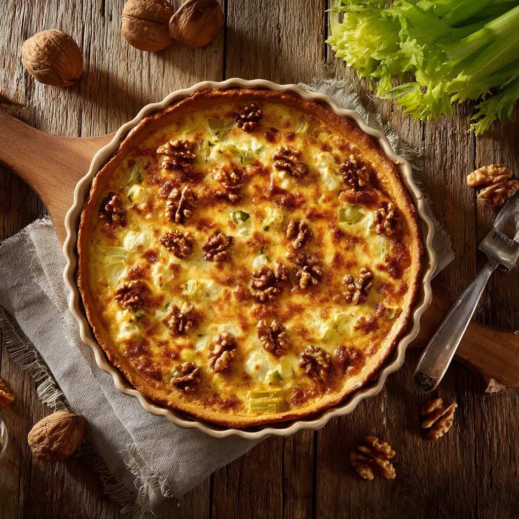 Quiche Sans Pâte Fondue de Poireaux, Fromage de Chèvre et Noix