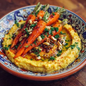 Carottes caramélisées, lentilles et houmous