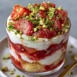 Verrines Rhubarbe Fraise et Crème Citron Vert