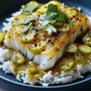 Cabillaud Épicé au Poireau et Lait de Coco