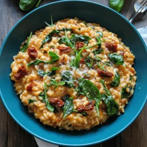 Risotto Tomates Séchées et Épinards