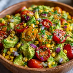 Salade d'Avocat, Maïs Grillé et Tomates