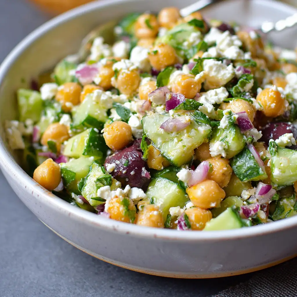 Salade de Pois Chiches, Concombre et Feta