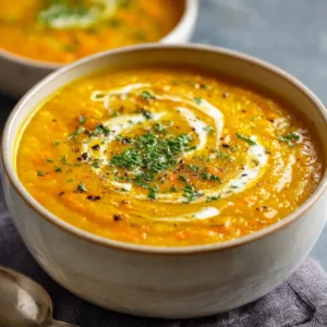 Soupe de Lentilles Corail, Carottes et Poireaux