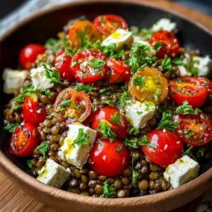 Salade de Lentilles Vertes à la Feta et Tomates Cerises